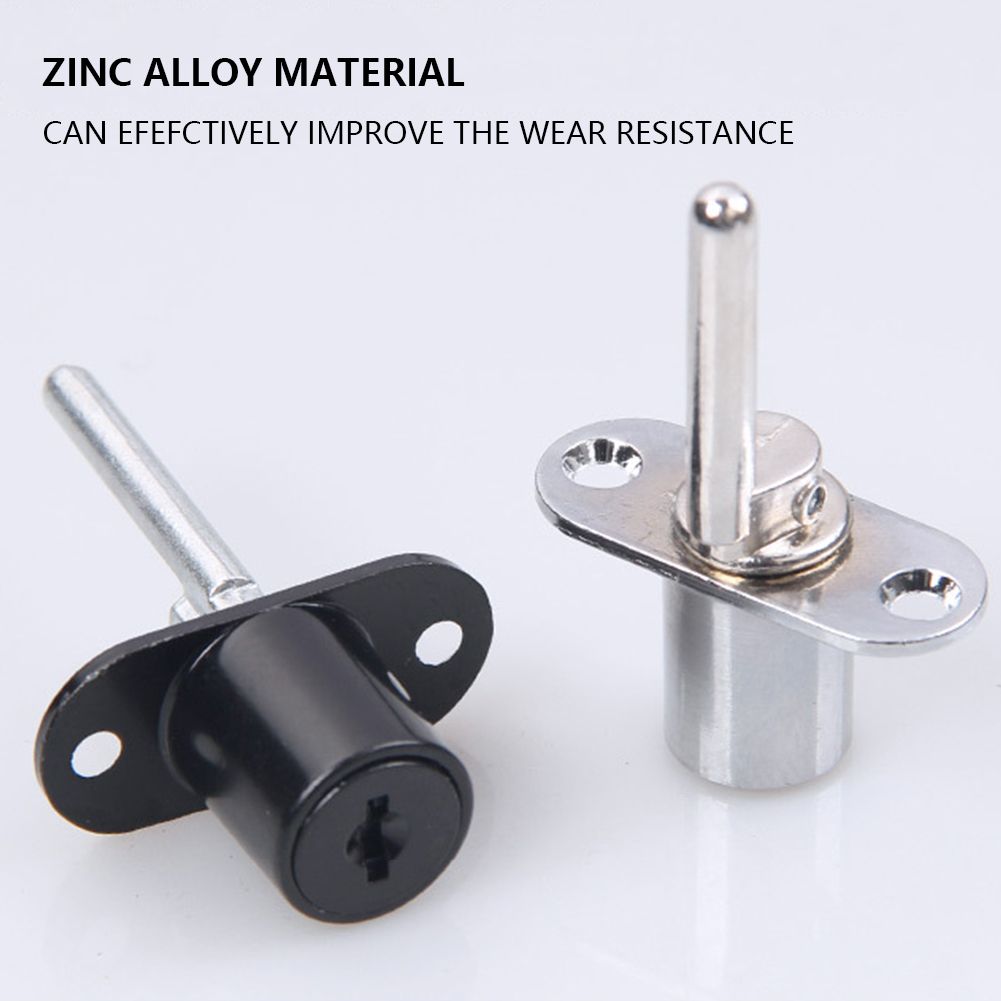Furniture Hardware In China - ล็อคลิ้นชักโต๊ะทำงานแบบลูกบิดสามชั้น ขนาด 16/19 มม. วัสดุโลหะผสมสังกะสี พร้อมกุญแจ
