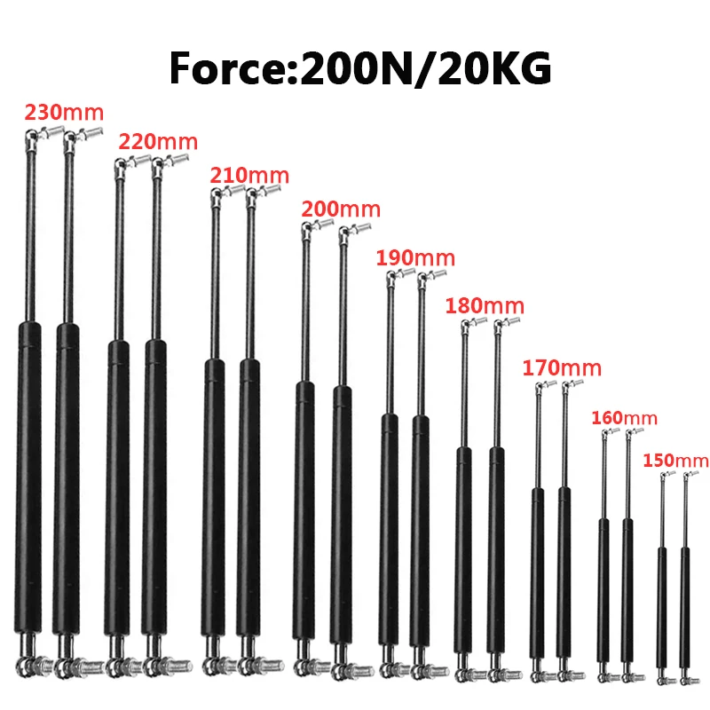 Furniture Hardware In China - 2PCS 150-230 มม.200N/20KG ยกสตรัทฝากระโปรงท้ายรถช็อคยกสนับสนุนไฮดรอลิกห้องครัวบานพับตู้เฟอร์นิเจอร์ฮาร์ดแวร์
