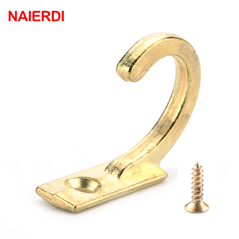 Furniture Hardware Suppliers - NAIERDI 10PCS ขนาดเล็กโบราณ Hooks แขวนผนังหัวเข็มขัดโค้งฮอร์นล็อค Clasp