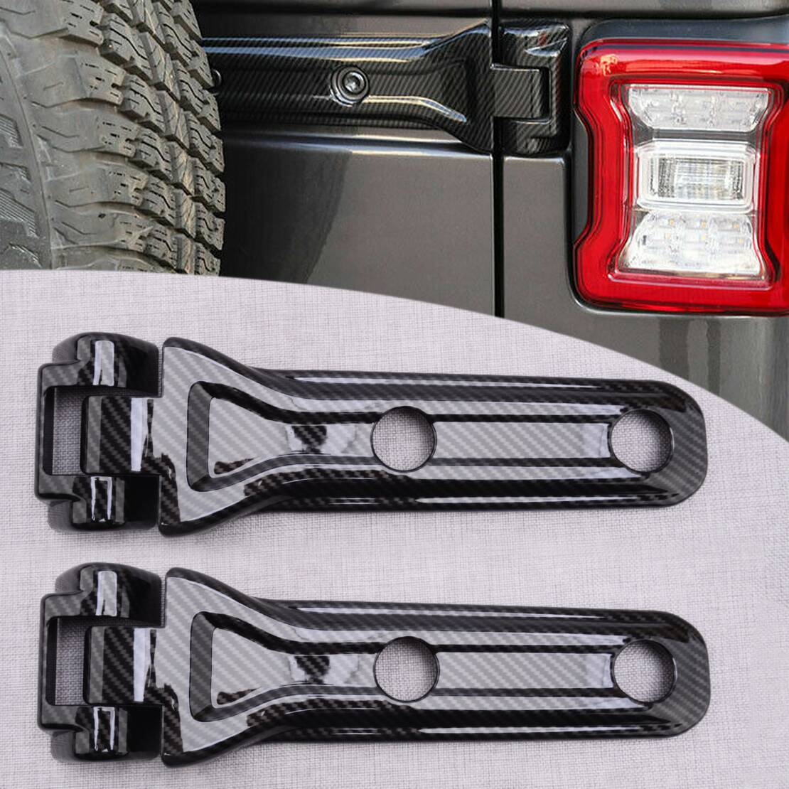 Furniture Hardware Fitting - ชุดด้านหลังประตูTailgateยางอะไหล่วงเล็บบานพับTrimสีดําคาร์บอนไฟเบอร์พลาสติกFitสําหรับJeep Wrangler JL 2018-2024