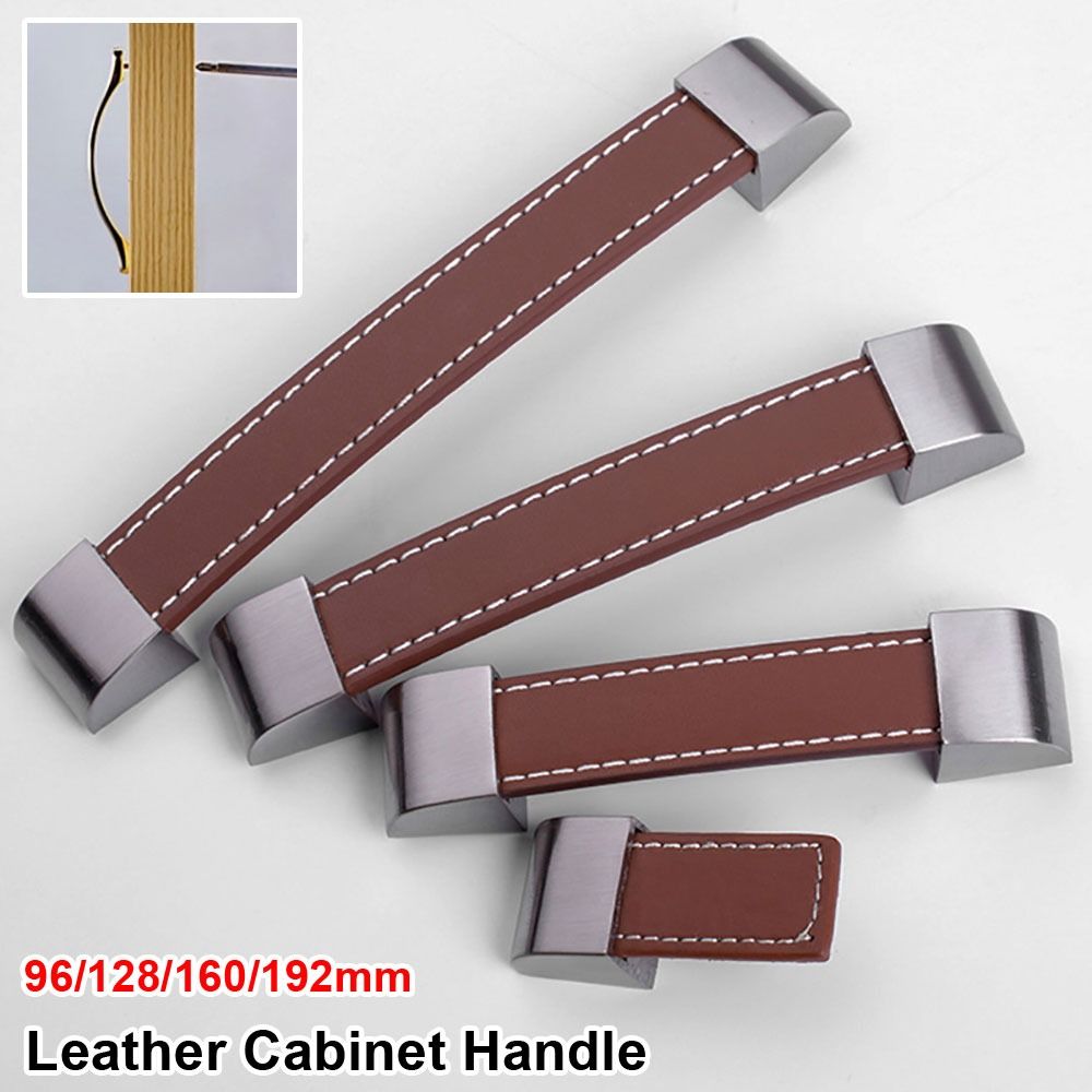 Furniture Hardware In China - มือจับตู้หนังนุ่มสีน้ำตาล 1 ชิ้น ทำจากโลหะผสมสังกะสี แบบรูเดี่ยว สำหรับประตูหรือเฟอร์นิเจอร์