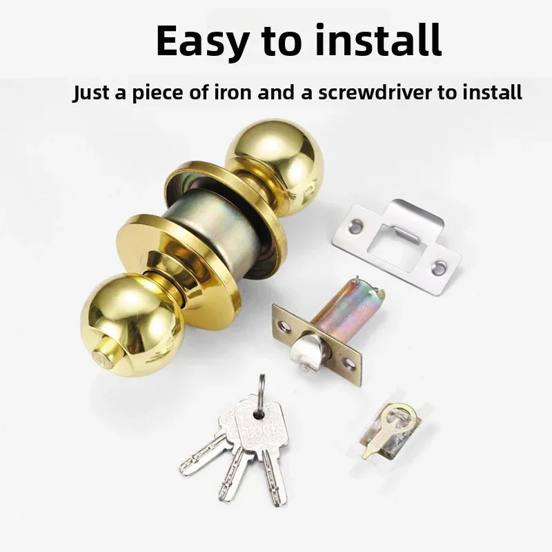 Furniture Hardware Fitting - ลูกบิดประตูทรงกลมสแตนเลส พร้อมมือจับสำหรับประตูทางเข้าห้องนอน ห้องนั่งเล่น - อุปกรณ์ฮาร์ดแวร์